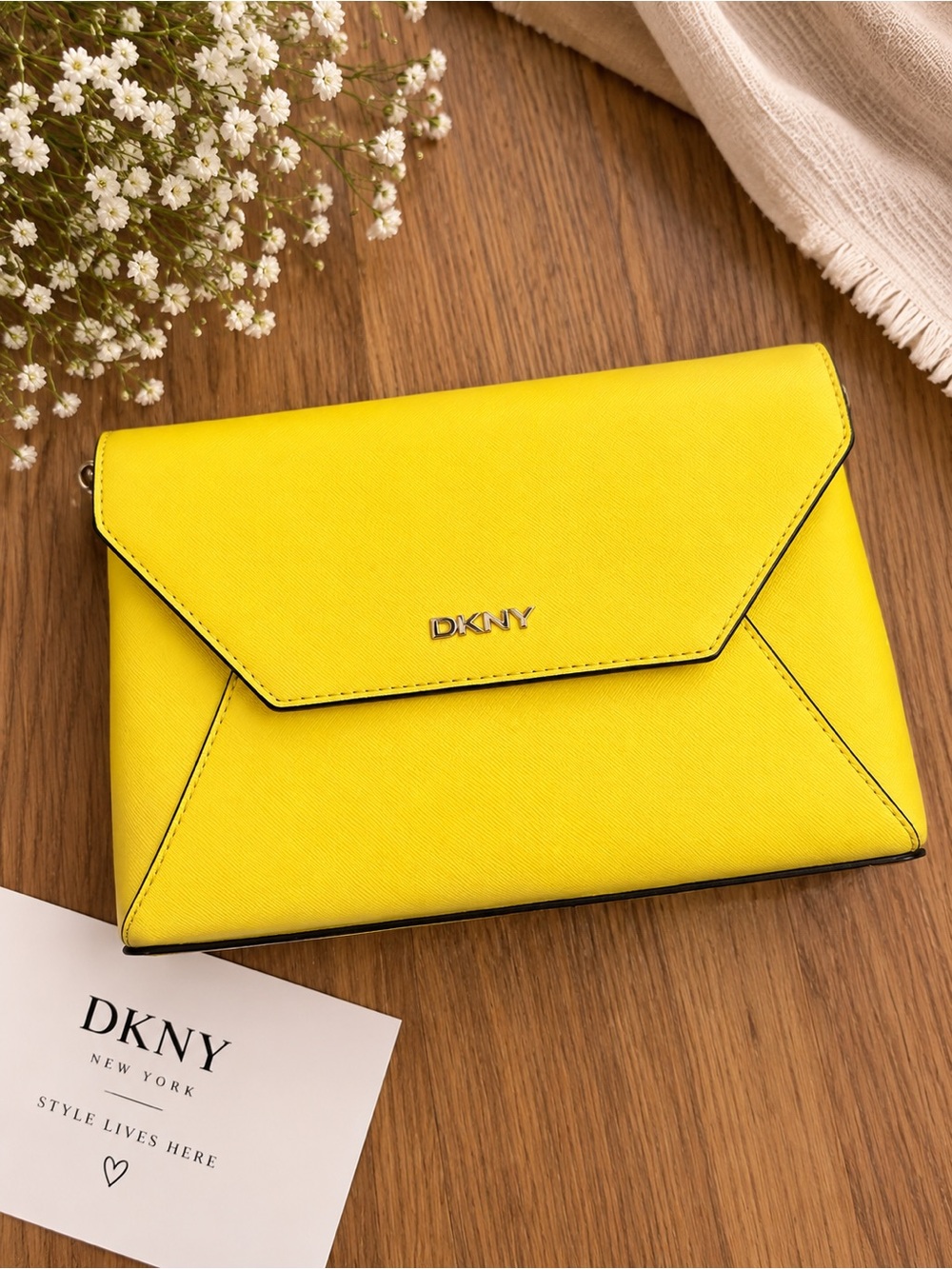 DKNY Bright Yellow Envelope Clutch